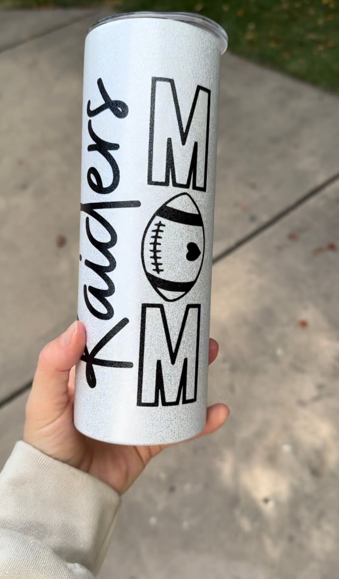 Glitter Raiders Football Mom Tumbler