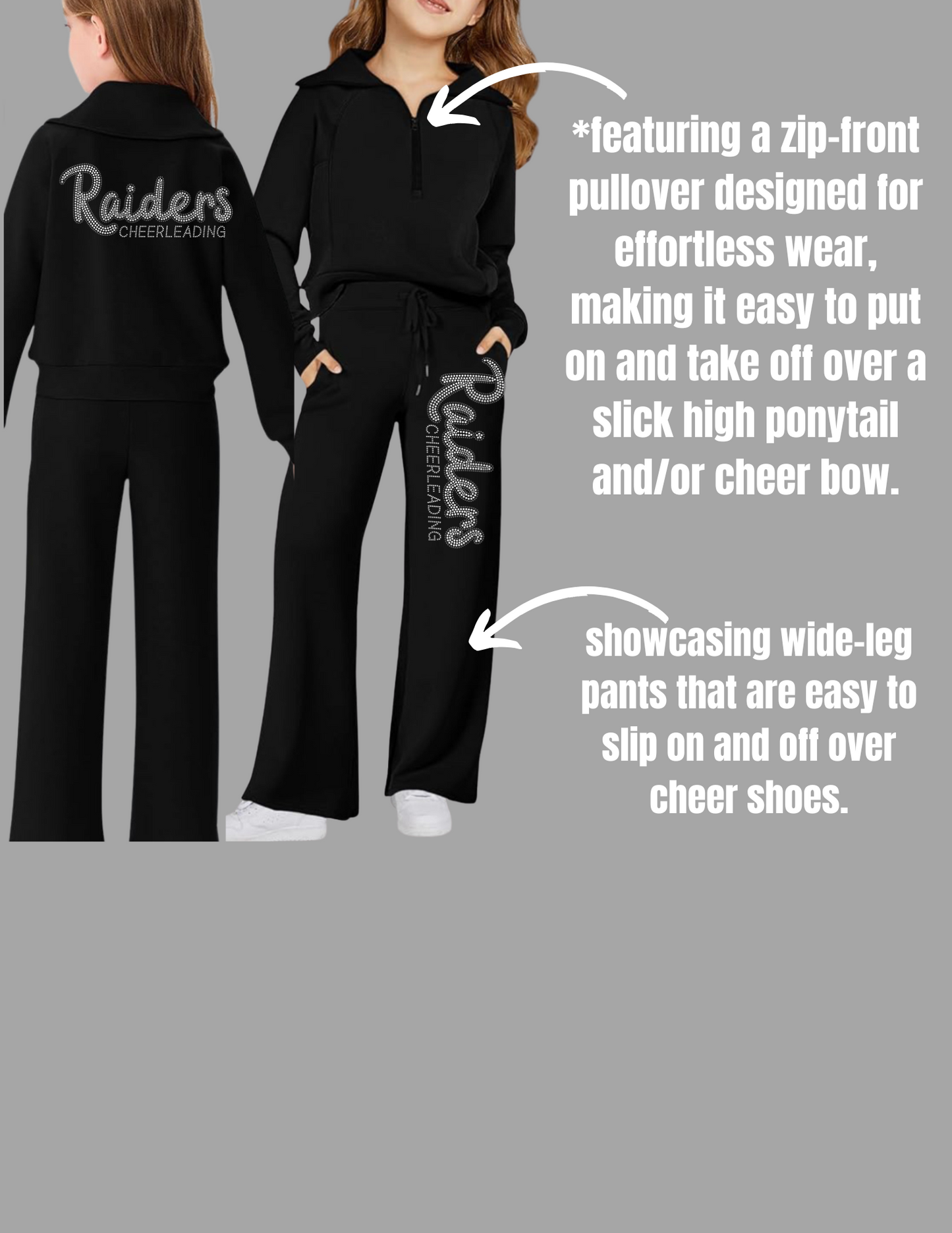 YOUTH GIRLS Raiders Rhinestone Warm Up Set