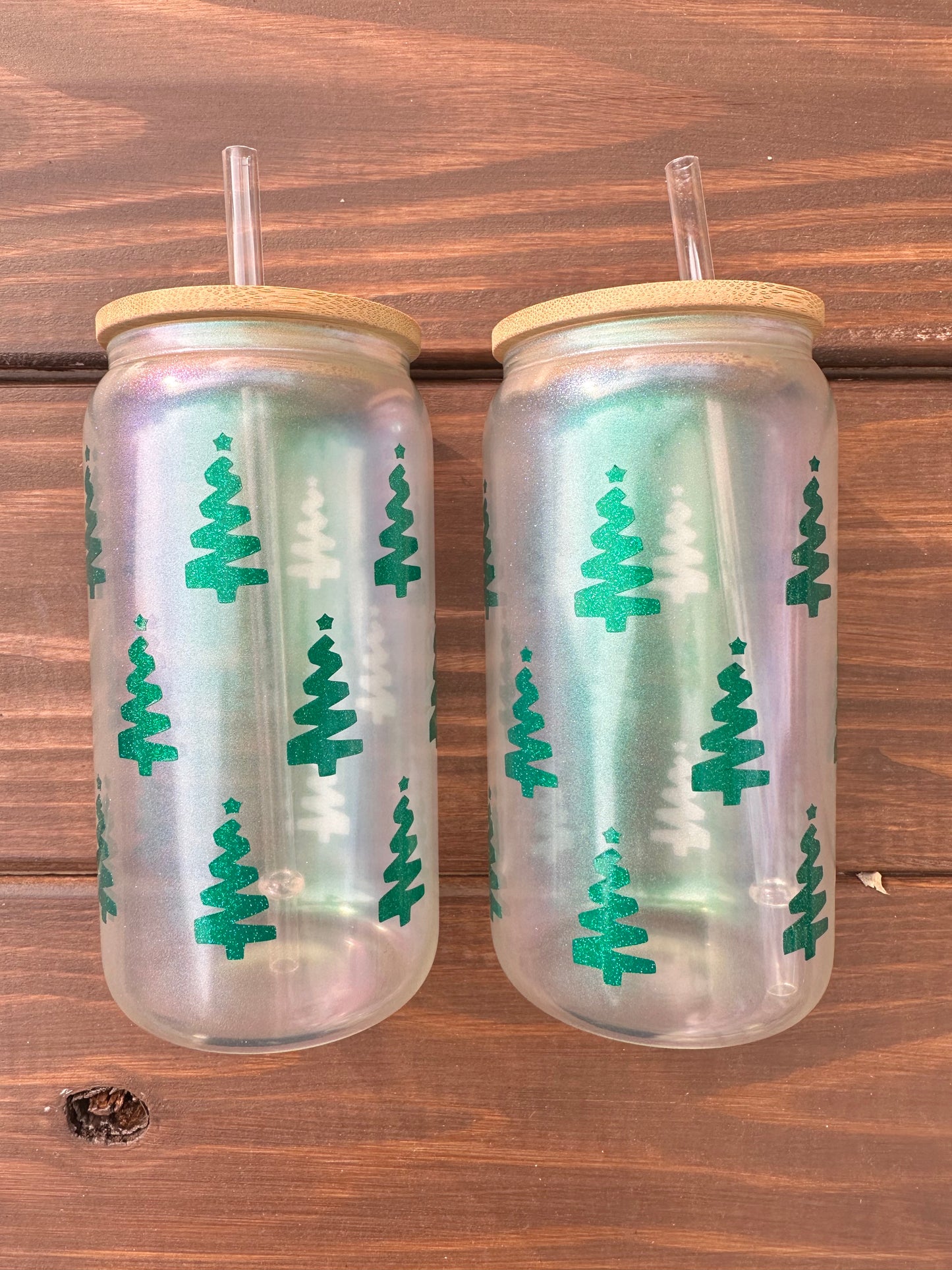 Pine Tree Iced Coffee Glass