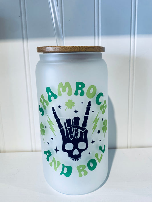 Shamrock And Roll Beer Can Glass